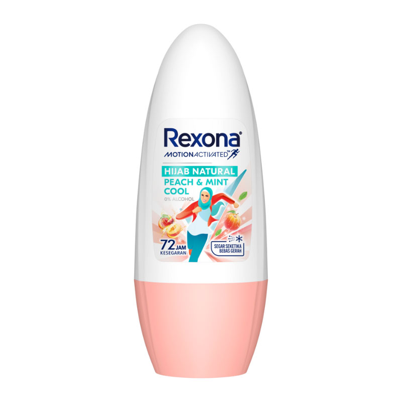 Rexona Hijab Deodorant Roll On Peach & Mint Cool Roll On 45ml​ | Gogobli