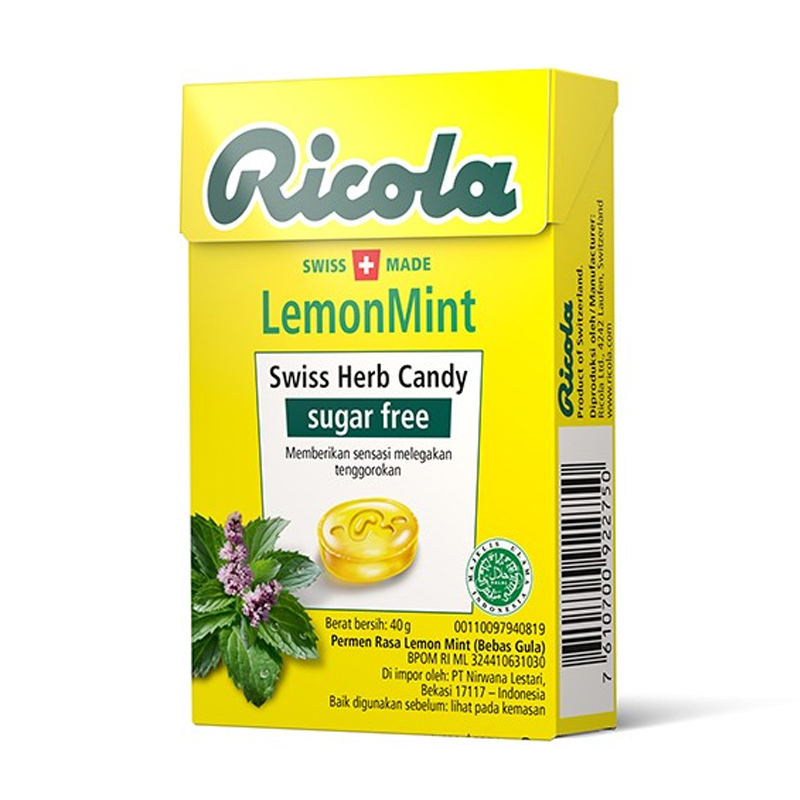 Ricola Swiss Herb Candy Sugar Free Lemon Mint 40gr | Gogobli