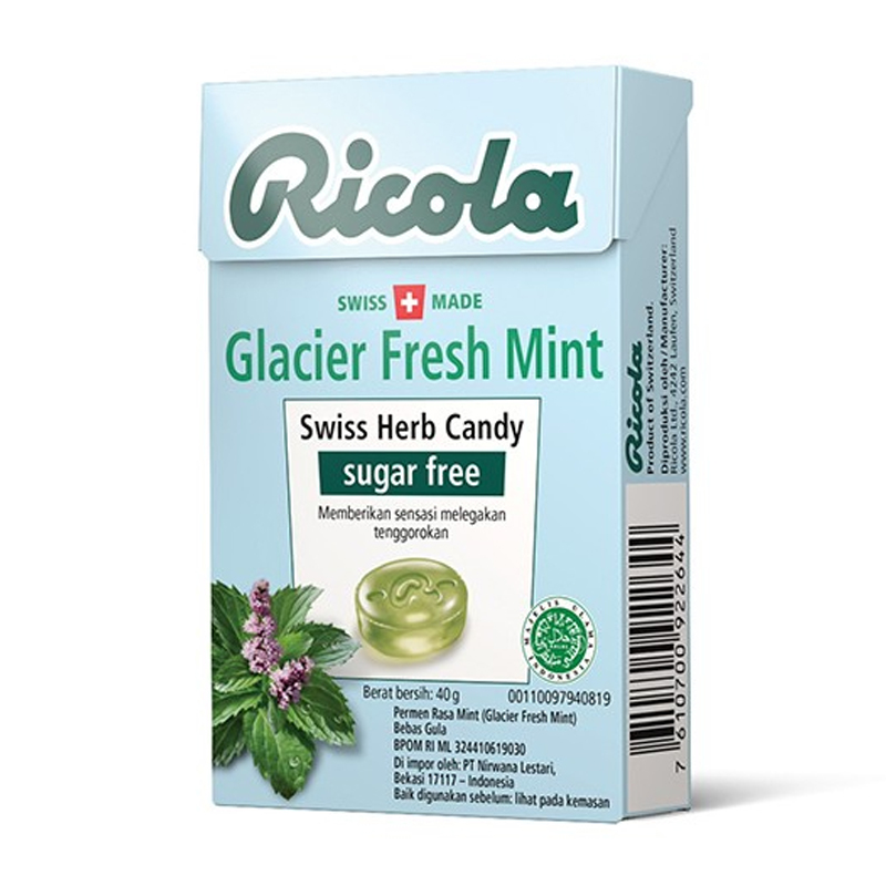 Ricola Swiss Herb Candy Sugar Free Glacier Fresh Mint 40gr | Gogobli
