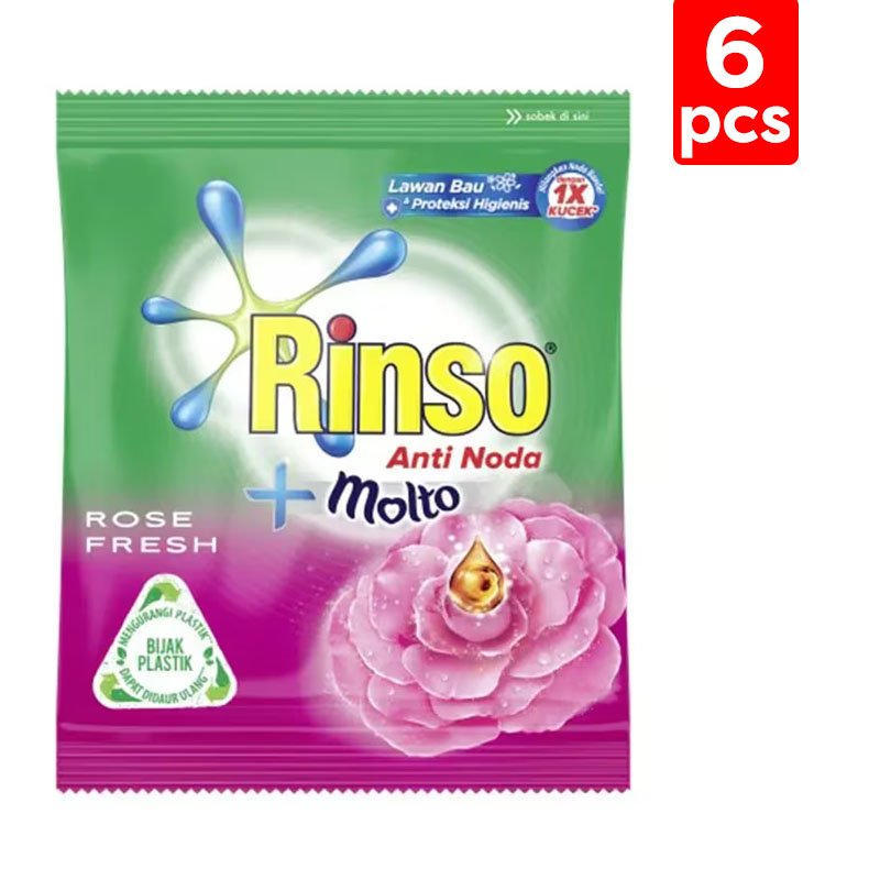 Rinso Molto Deterjen Bubuk Rose Fresh 40gr (6 Sachet) | Gogobli