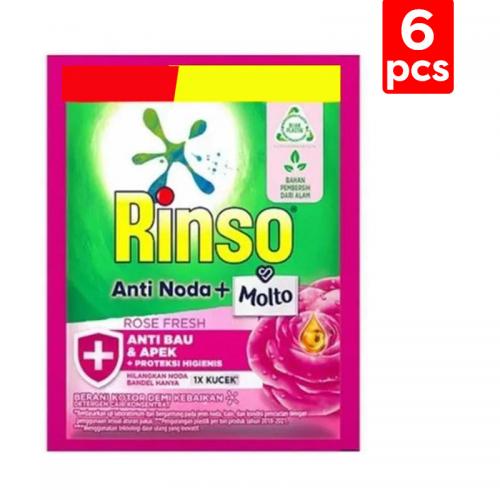 Rinso Molto Deterjen Cair Rose Fresh 18ml (6 Sachet) (ED: Mar 26) | Gogobli