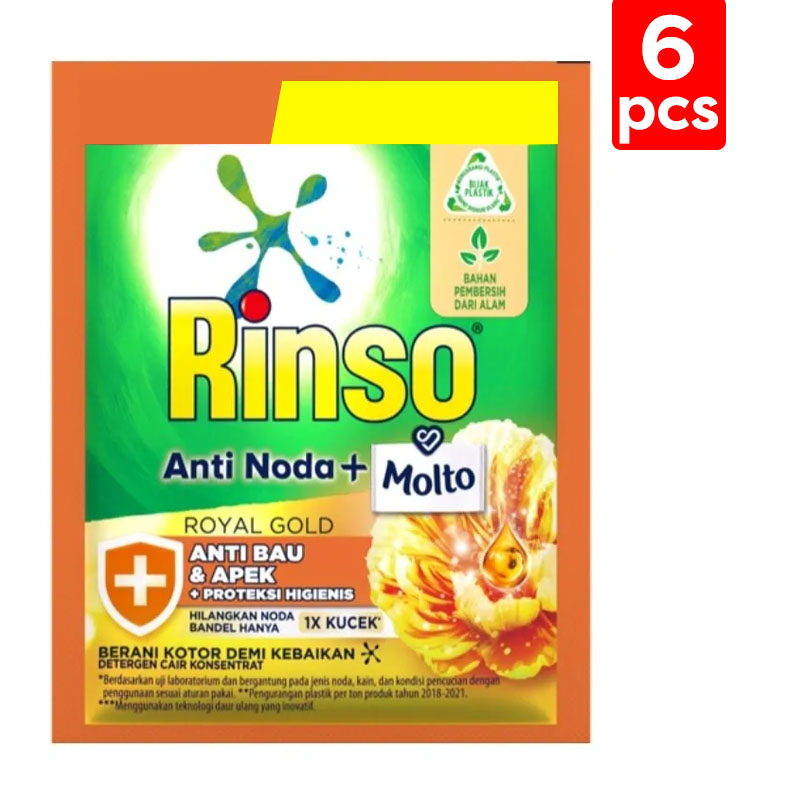 Rinso Molto Deterjen Cair Royal Gold 18ml (6 Sachet) | Gogobli