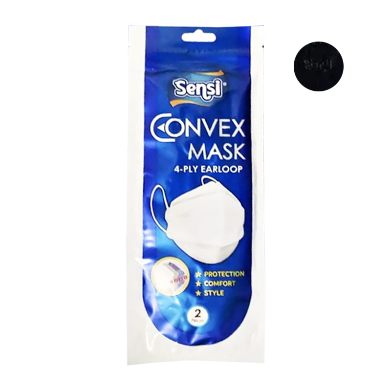 Sensi Convex Mask 4-Ply Earloop Black 2s | Gogobli