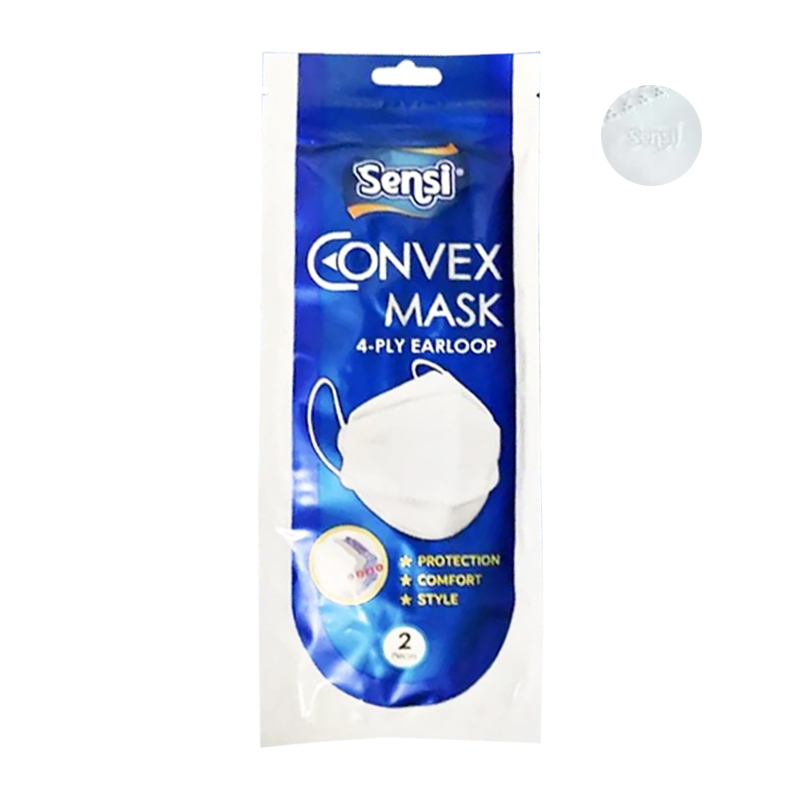 Sensi Convex Mask 4-Ply Earloop White 2s | Gogobli