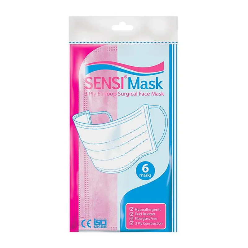 Sensi 3ply Earloop Surgical Face Mask Pink 6s | Gogobli