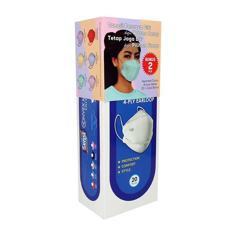 Sensi Convex Mask 4-Ply Earloop Snowy Series 20+2s | Gogobli