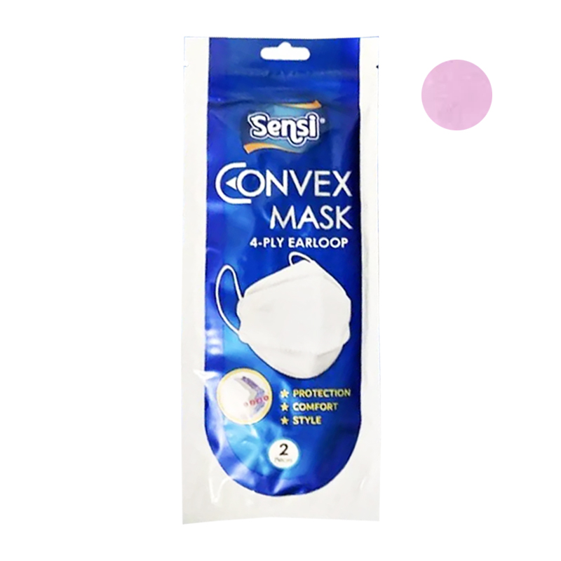 Sensi Convex Mask 4-Ply Earloop Pink 2s | Gogobli