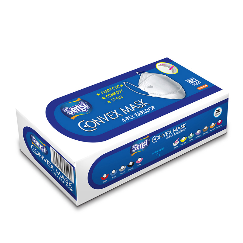 Sensi Convex Mask 4-Ply Earloop White 20s | Gogobli