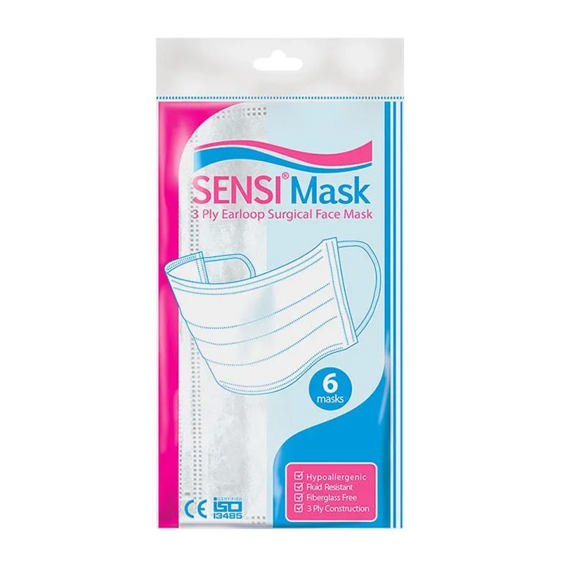 Sensi 3ply Earloop Surgical Face Mask White 6s | Gogobli