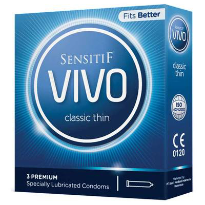 Sensitif Vivo Classic Thin 3pcs | Kondom Vivo | gogobli