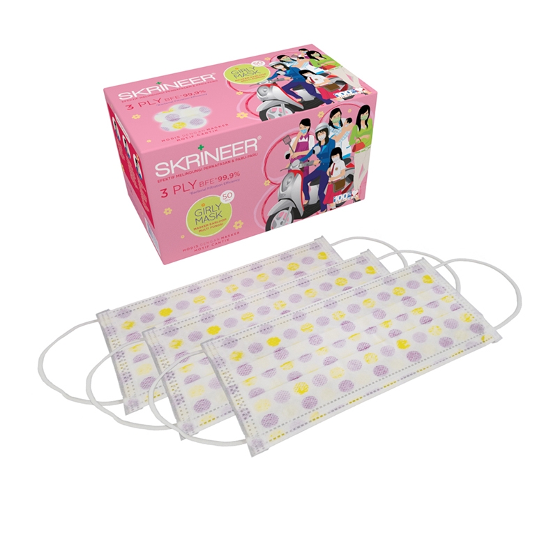 Skrineer Girly Mask Earloop Motif Polkadot 3Ply 50s | Gogobli
