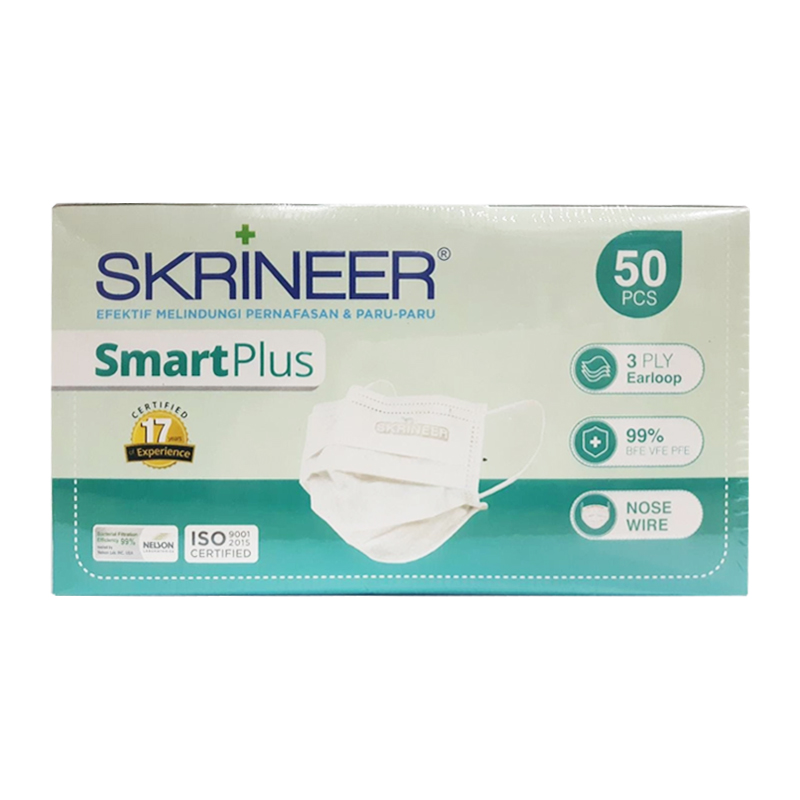 Skrineer Smart Plus Mask Earloop Green 3Ply 50s | Gogobli