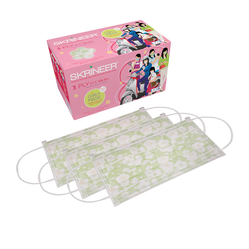 Skrineer Girly Mask Earloop Motif Sakura 3Ply 50s | Gogobli