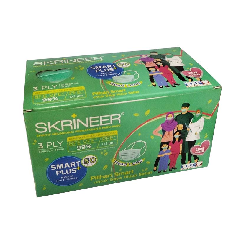 Skrineer Smart Plus Hijab Mask Earloop Green 3Ply 50s | Gogobli