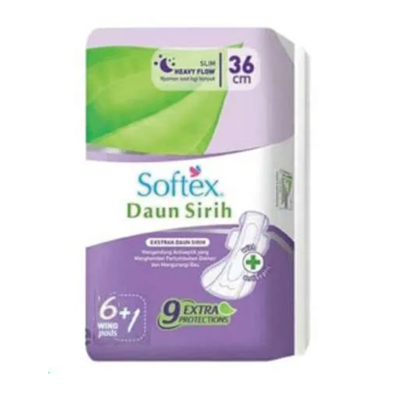 Softex Daun Sirih Slim Extra Heavy Flow Wing 36cm 6+1s | Gogobli