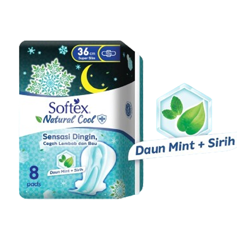 Softex Natural Cool Night Super Slim Wing 36cm 8s | Gogobli
