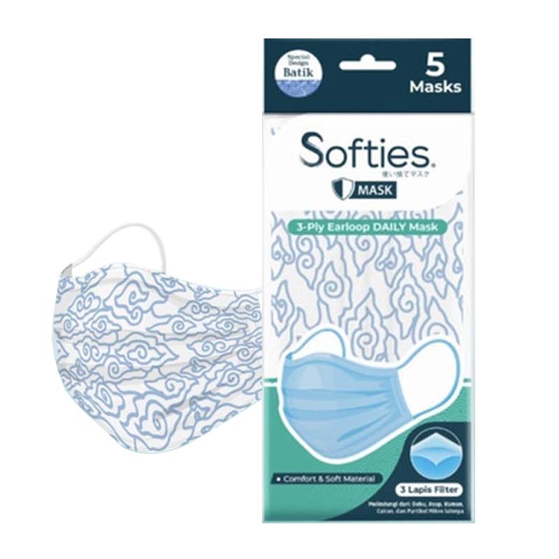 Softies 3 Ply Earloop Daily Mask (Batik Design) 5s | Gogobli