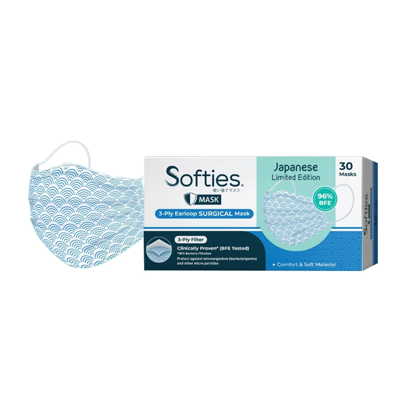 Softies 3 Ply Earloop Surgical Mask (Japanese Design) 30s | Gogobli