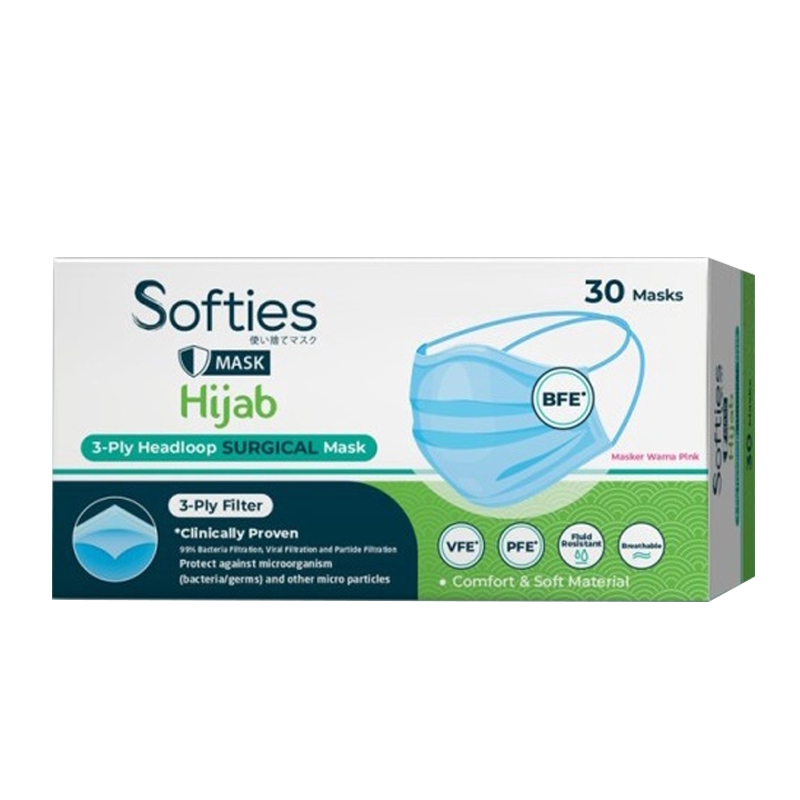 Softies 3 Ply Headloop Surgical Mask Hijab 30s | Gogobli