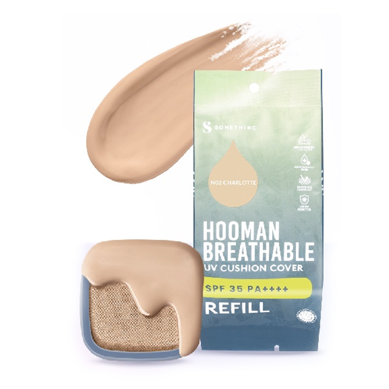 Somethinc Hooman Breathable UV Cushion Cover SPF 35 Pa++++ Refill N02 Charlotte 15gr | Gogobli