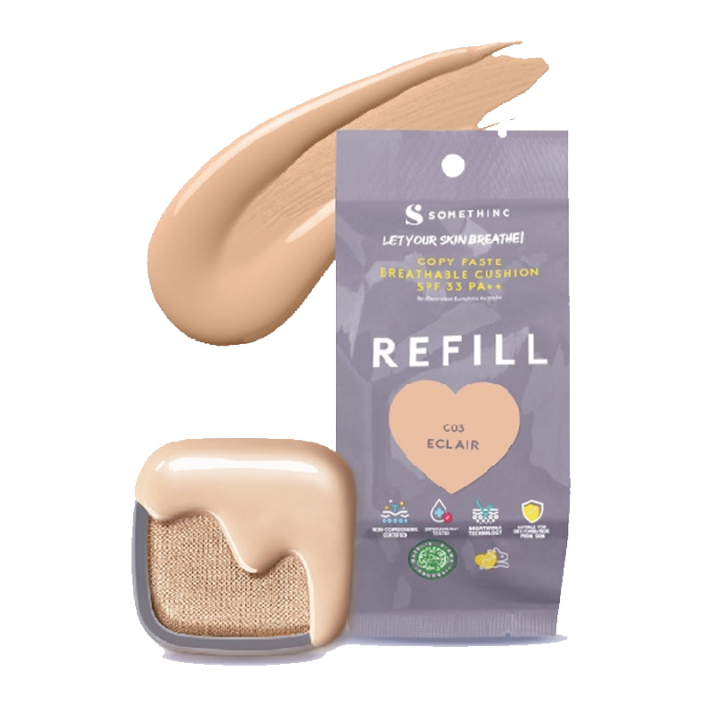 Somethinc Copy Paste Breathable Mesh Cushion SPF 33 PA++ Refill Eclair 15gr | Gogobli