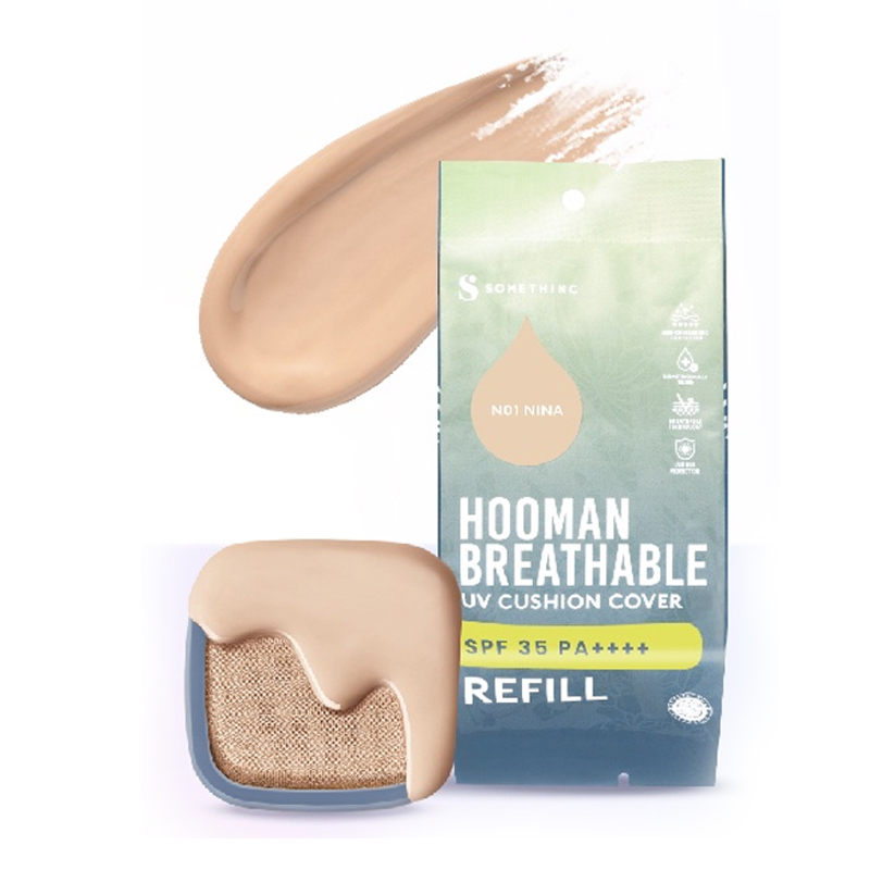 Somethinc Hooman Breathable UV Cushion Cover SPF 35 Pa++++ Refill N01 Nina 15gr | Gogobli