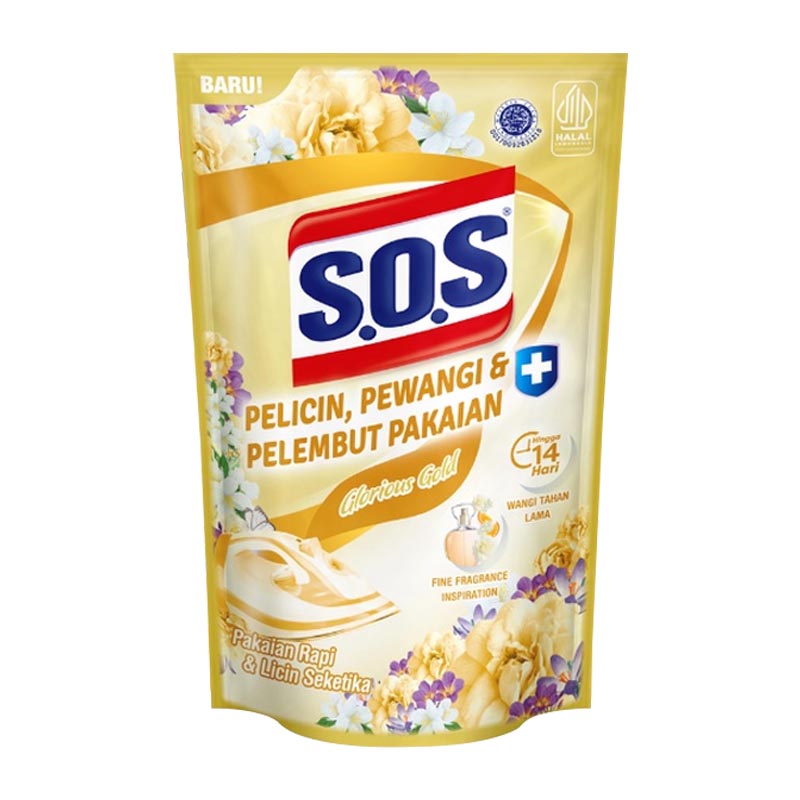 SOS Pelicin Pewangi & Pelembut Pakaian Glorious Gold Refill 300ml | Gogobli