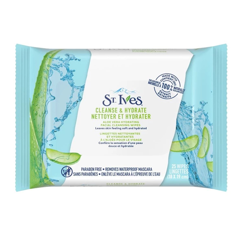 ST.Ives Facial Cleansing Wipes Aloe Vera Cleanse And Hydrate 25s | Gogobli