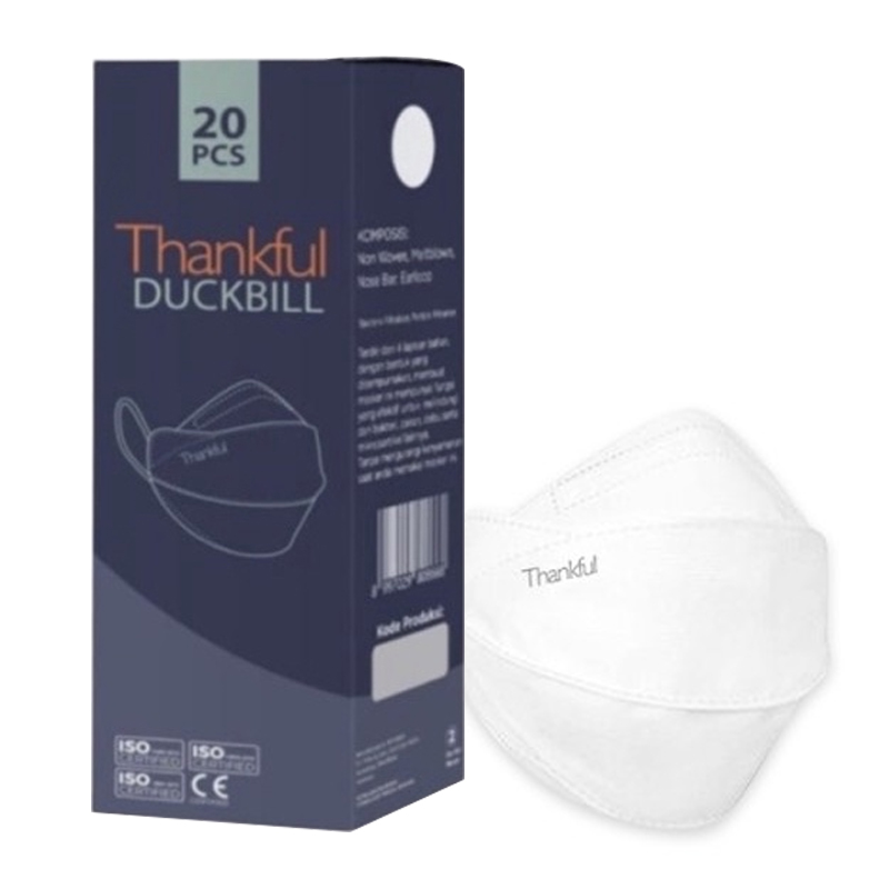 Thankful Duckbill Earloop White 20s | Gogobli