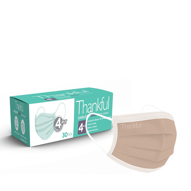 Thankful 4-Ply Earloop Daily Face Mask Coffee 30s | Gogobli