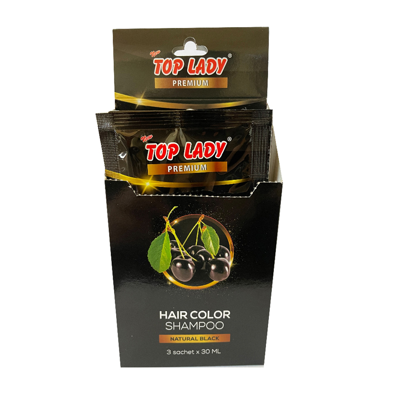 Top Lady Premium Hair Color Shampoo Black Pack (3 Sachet @ 30ml) | Gogobli