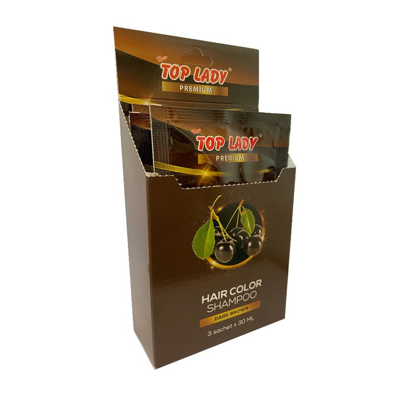 Top Lady Premium Hair Color Shampoo Dark Brown Pack (3 Sachet @ 30ml) | Gogobli