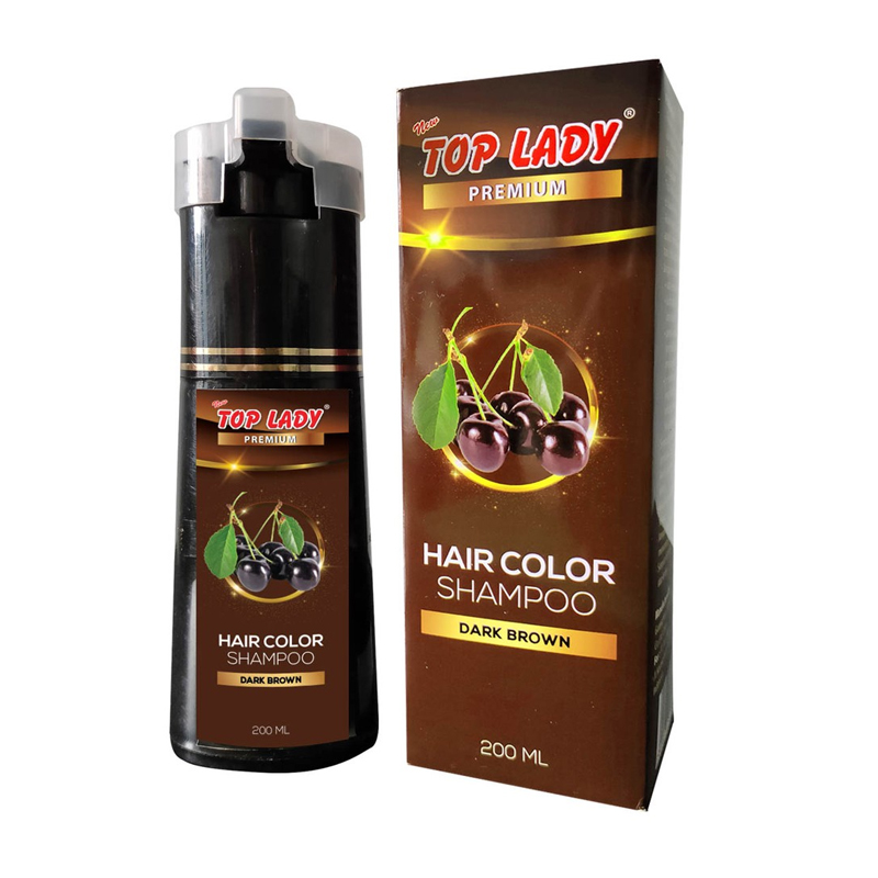 Top Lady Premium Hair Color Shampoo Dark Brown 200ml | Gogobli