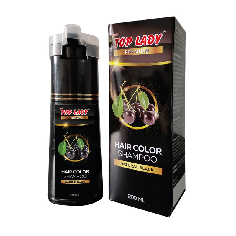 Top Lady Premium Hair Color Shampoo Natural Black 200ml | Gogobli
