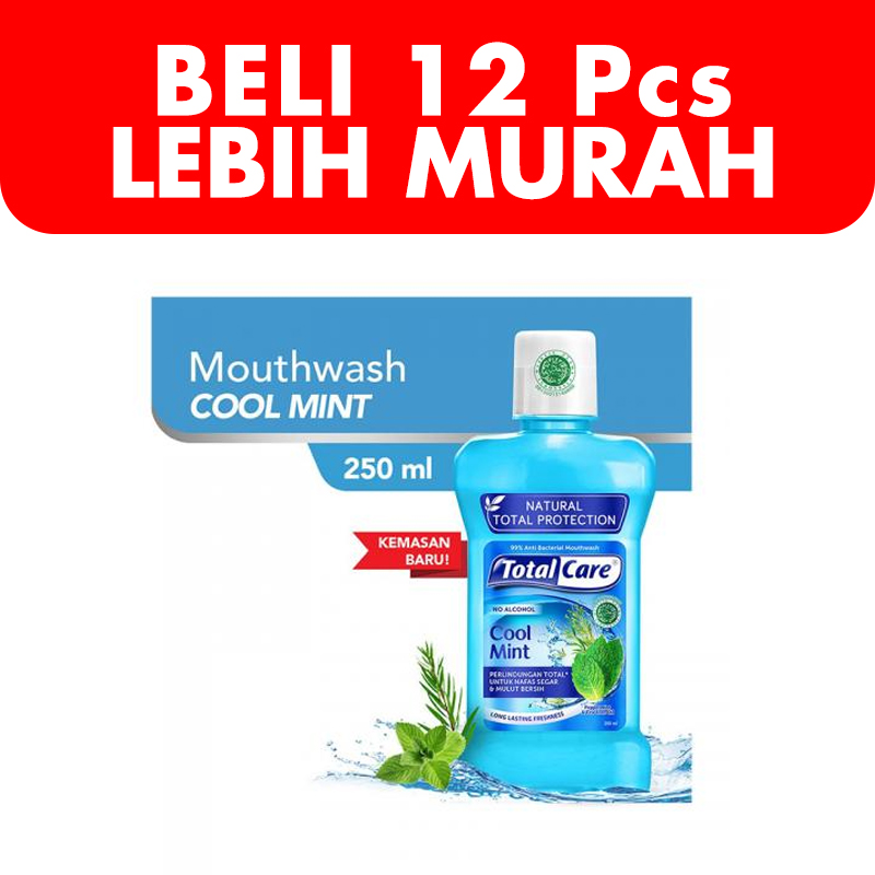 Total Care Mouthwash Cool Mint 250ml (BELI 12pcs LEBIH MURAH) | Gogobli