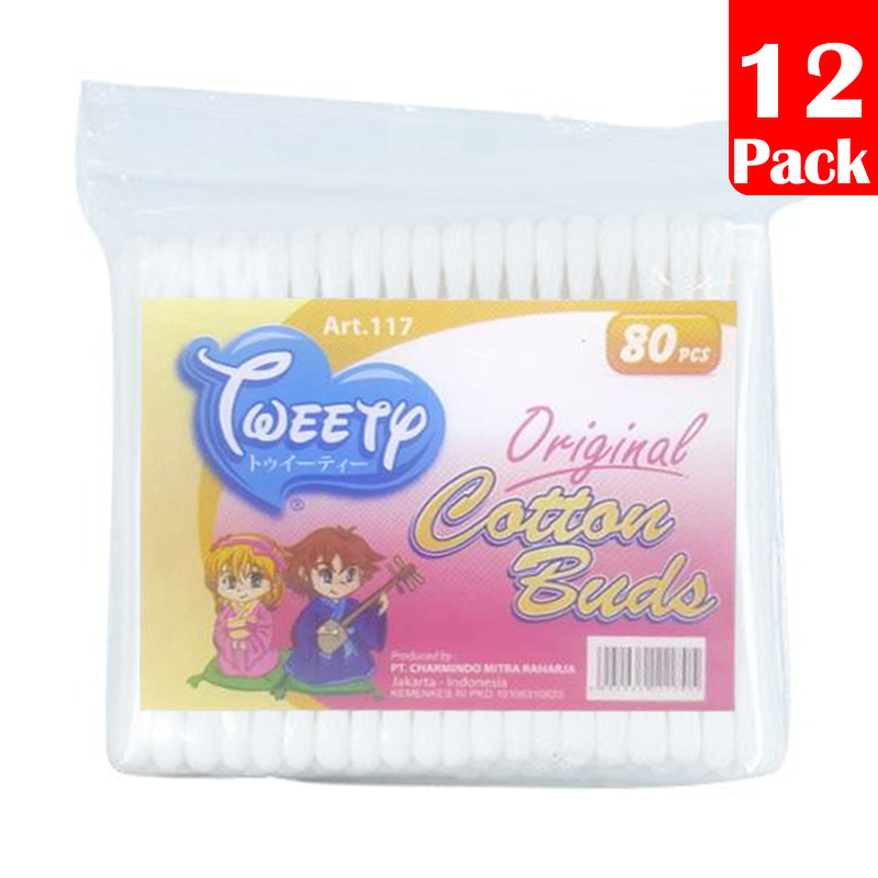 Tweety Cotton Buds ART-117 Refill Pack (12 Pack @ 80pcs) | Gogobli