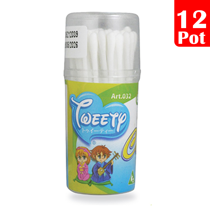 Tweety Baby Cotton Buds ART-032 Round Tube Pack (12 Pot @ 60pcs) | Gogobli