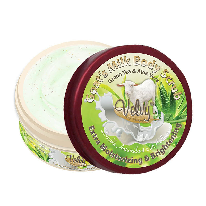 Velvy Goats Milk Body Scrub Green Tea And Aloe Vera 250gr | Gogobli