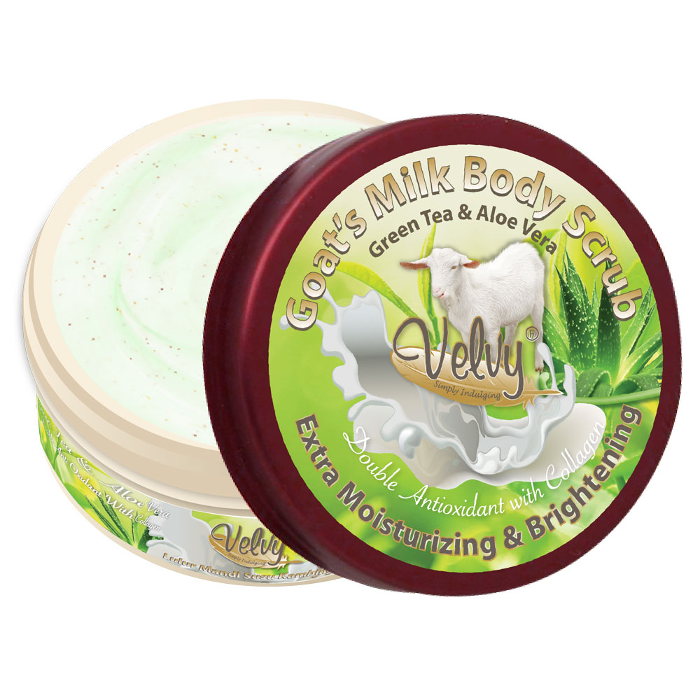 velvy goat s milk scrub green tea aloe vera 100gr velvy goat s milk scrub green tea aloe vera 100gr