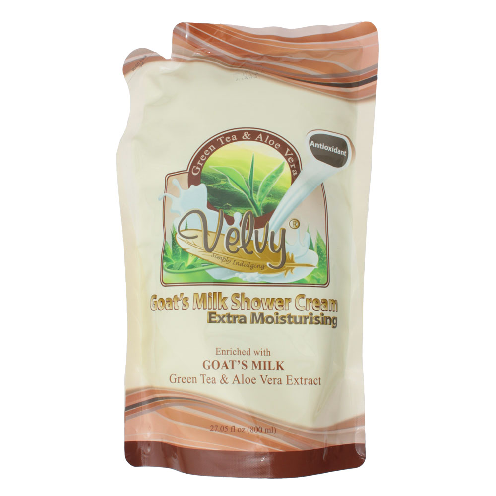 Velvy Goats Milk S/C Extra Moist Refill Green Tea And Aloe Vera 800ml | Gogobli
