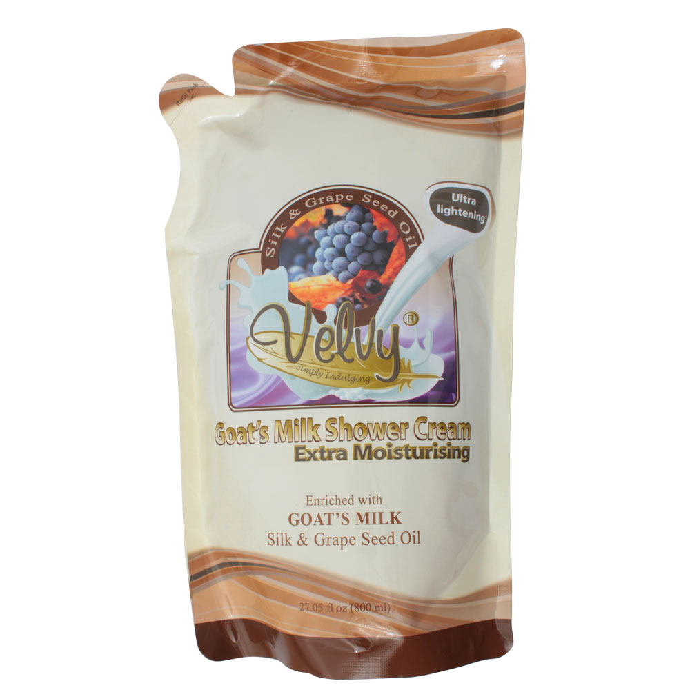 Velvy Goats Milk S/C Extra Moist Refill Silk And Grape Seed Oil 800ml | Gogobli