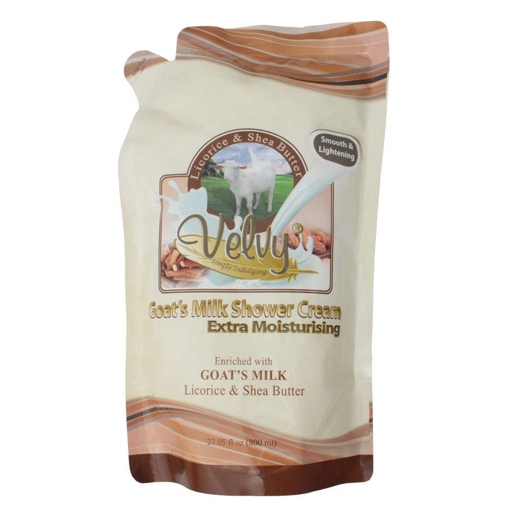 Velvy Goats Milk S/C Extra Moist Refill Lirorice And Shea Butter 800ml | Gogobli