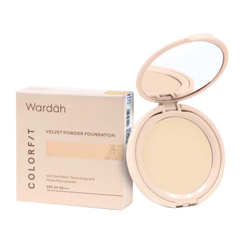 Wardah Colorfit Velvet Powder Foundation 23W Warm Ivory 11gr | Gogobli