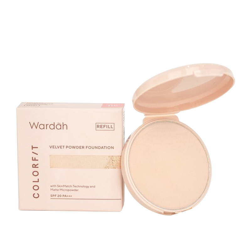 Wardah Colorfit Velvet Powder Foundation Refill 11C Pink Fair 11gr | Gogobli
