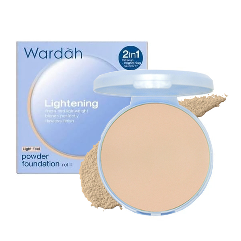 Wardah Refill Lightening Powder Foundation Light Feel Warm Ivory 12gr | Gogobli