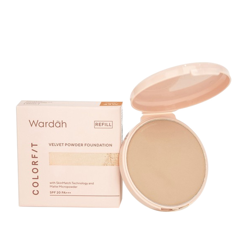 Wardah Colorfit Velvet Powder Foundation Refill 43W Golden Sand 11gr | Gogobli