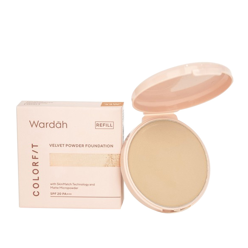 Wardah Colorfit Velvet Powder Foundation Refill 33W Olive Beige 11gr | Gogobli