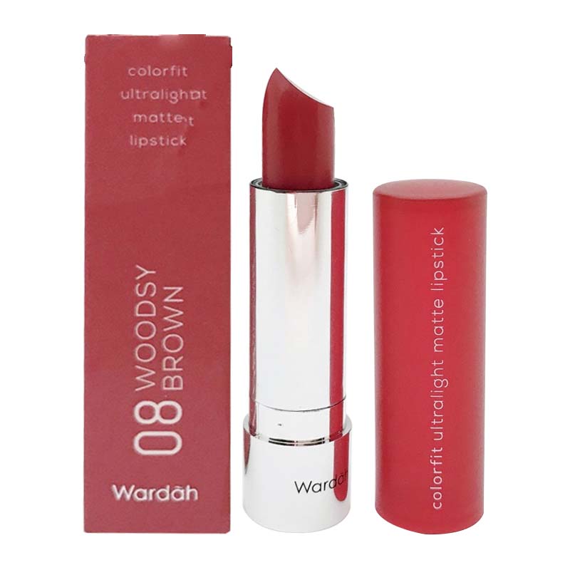 Wardah Colorfit Ultralight Matte Lipstick 08 Woodsy Brown 3.6gr | Gogobli