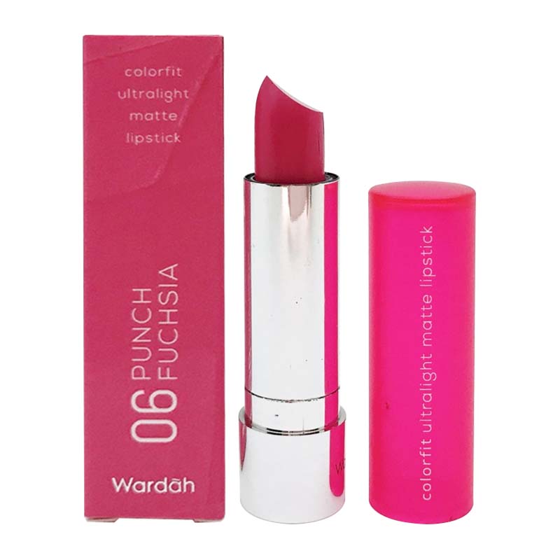 Wardah Colorfit Ultralight Matte Lipstick 06 Punch Fuchsia 3.6gr | Gogobli