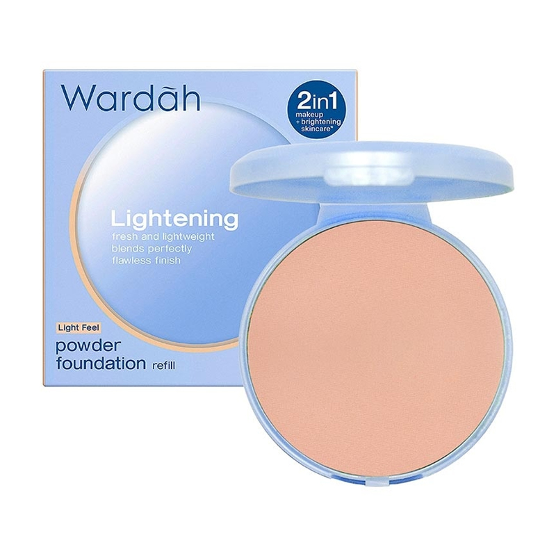 Wardah Refill Lightening Powder Foundation Light Feel 02 Pink Beige (31C) 12gr | Gogobli